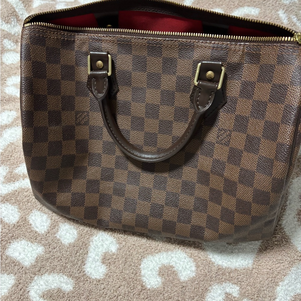 Louis Vuitton Brown Satchel with Iconic Damier Pattern Speedy 30